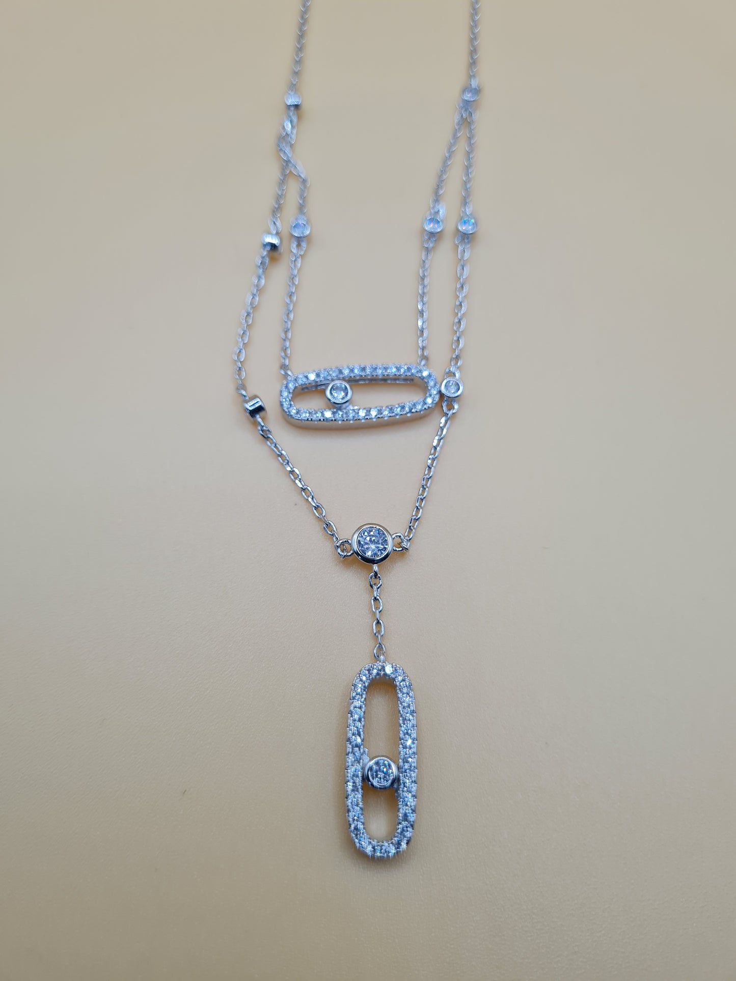 Yolanda 925 Sterling Silver Double Pendant Necklace